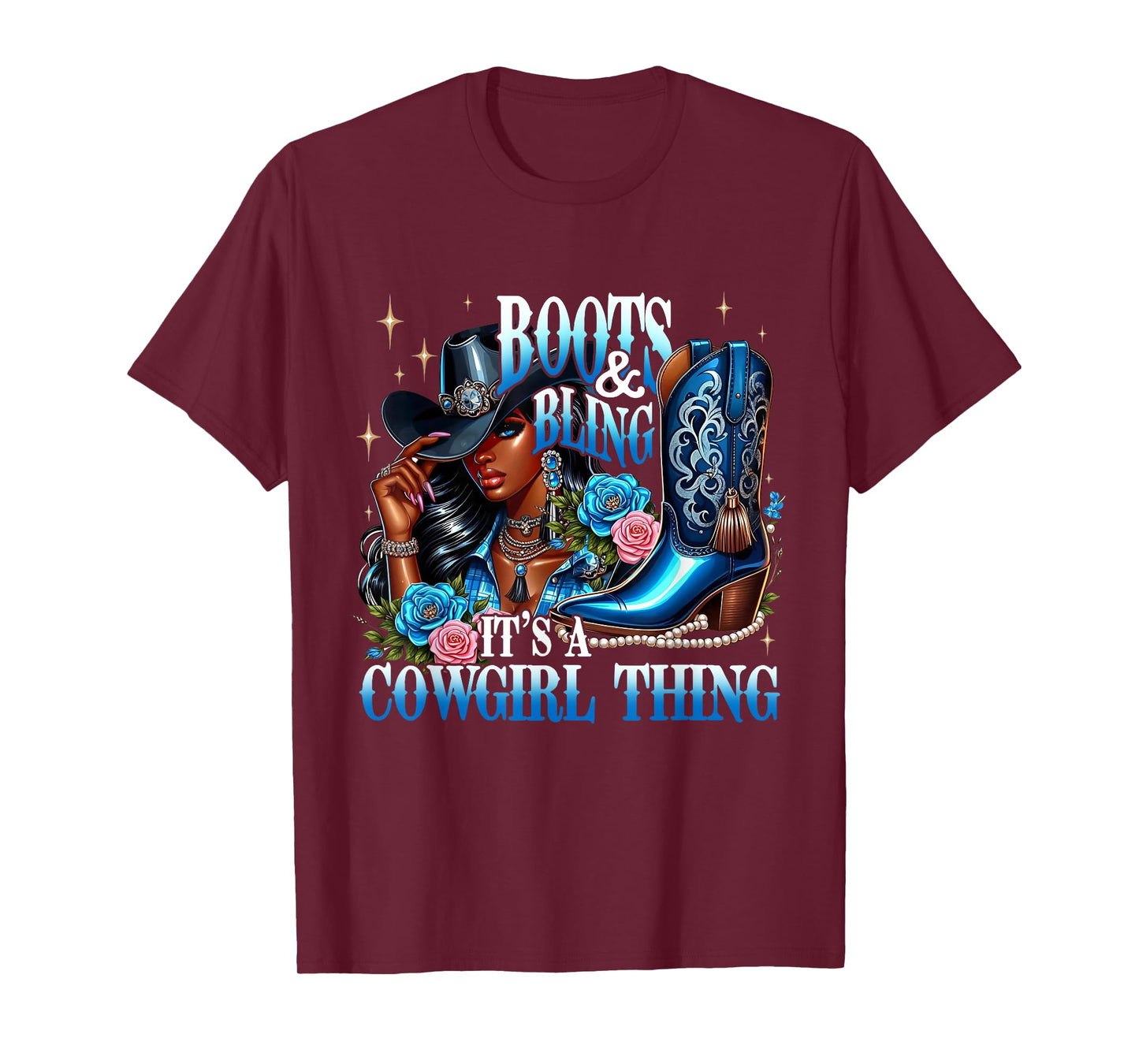 Boots & Bling It's A Cowgirl Thing Black Cowgirl Melanin T-Shirt