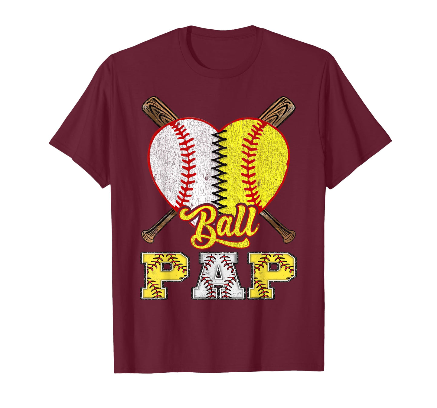 Pap Of Both Ball Pap Half Baseball Softball T-Shirt