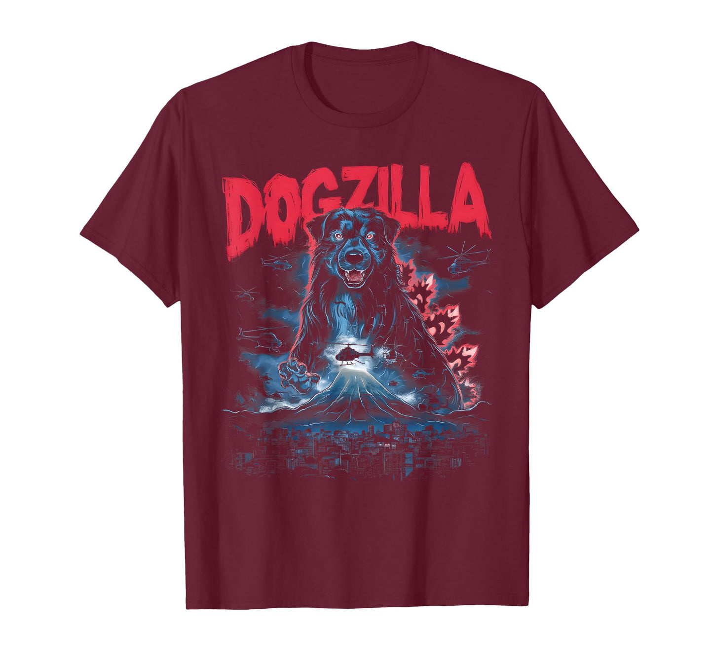 Dogzilla Funny Giant Australian Shepherd Dog graphic art T-Shirt