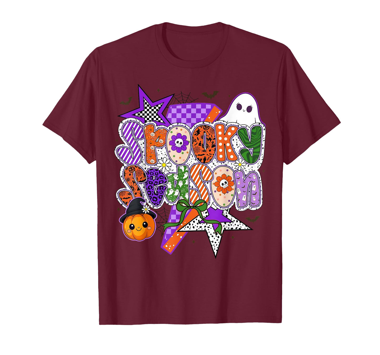 Spooky Season Halloween Ghost Pumpkin Cat Grave Men Women T-Shirt