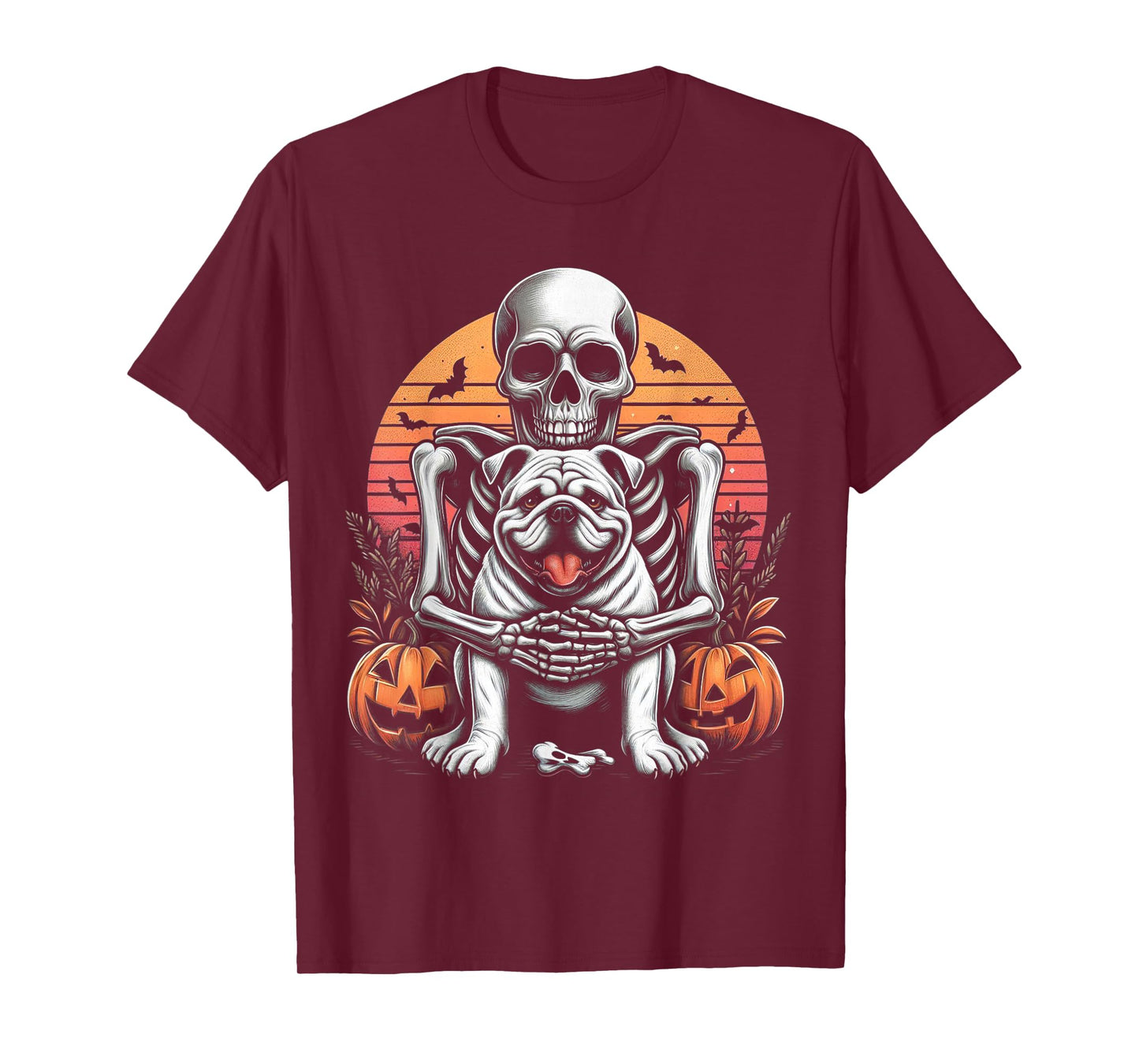 English Bulldog Skeleton Pumpkin Thanksgiving T-Shirt