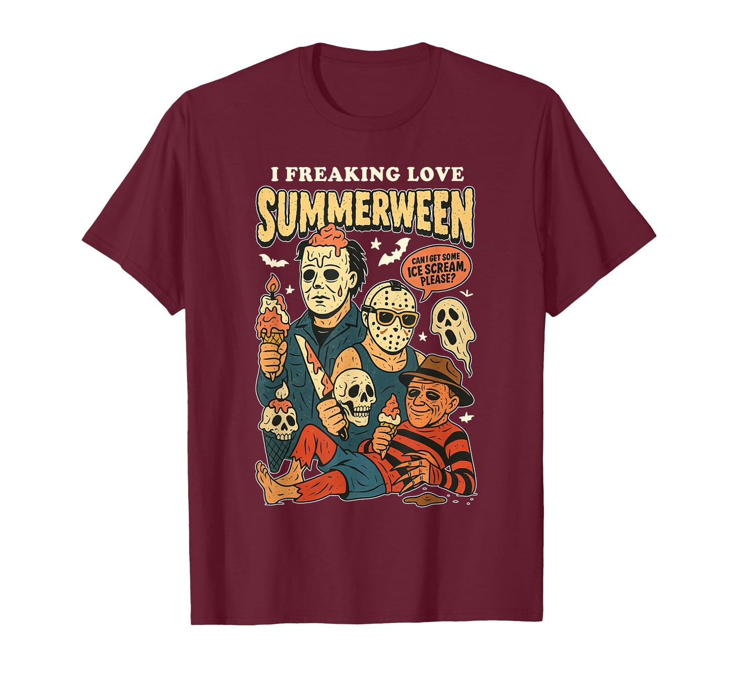 Vintage I Freaking Love Summerween Horror Halloween Summer T-Shirt