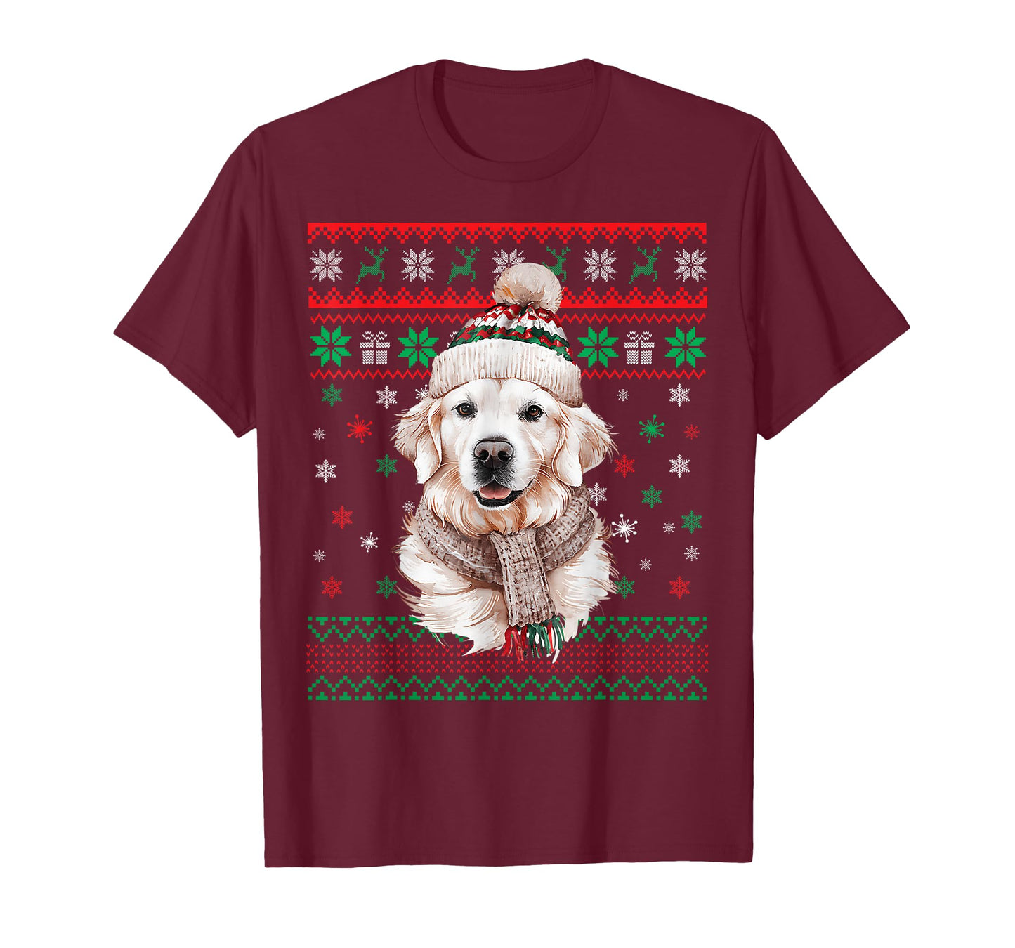 White English Cream Golden Retriever Mom Dog Puppy Christmas Men Women Kids T-Shirt