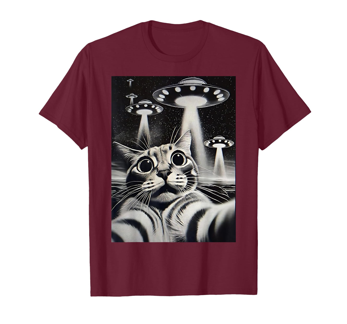 Cat Selfie With Alien UFO Funny T-Shirt