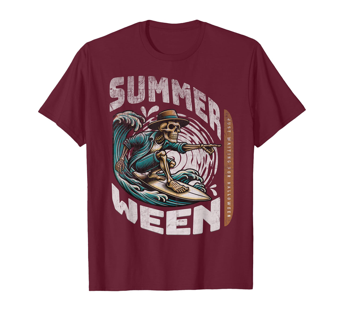 Summerween Halloween Skeleton Summer Vibes Surfing Ghost Men Women Kids T-Shirt