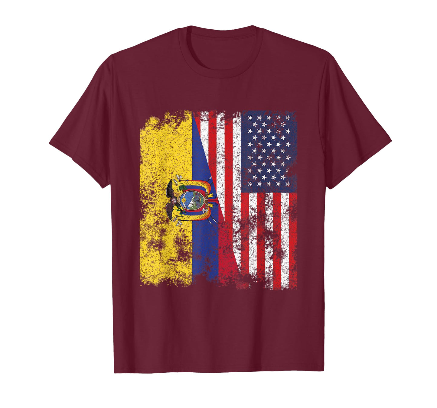 Ecuador USA Flag Distressed - Half American Women Kids Men T-Shirt