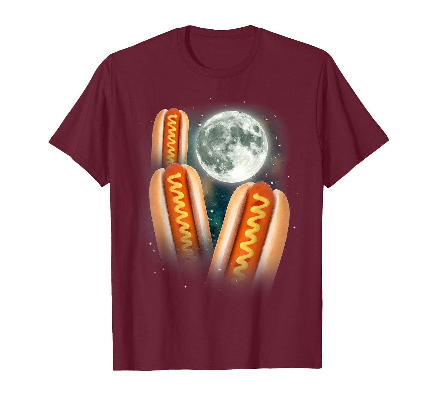 Three Glizzy Moon | Funny 3 Howling Hotdogs Cursed Meme T-Shirt