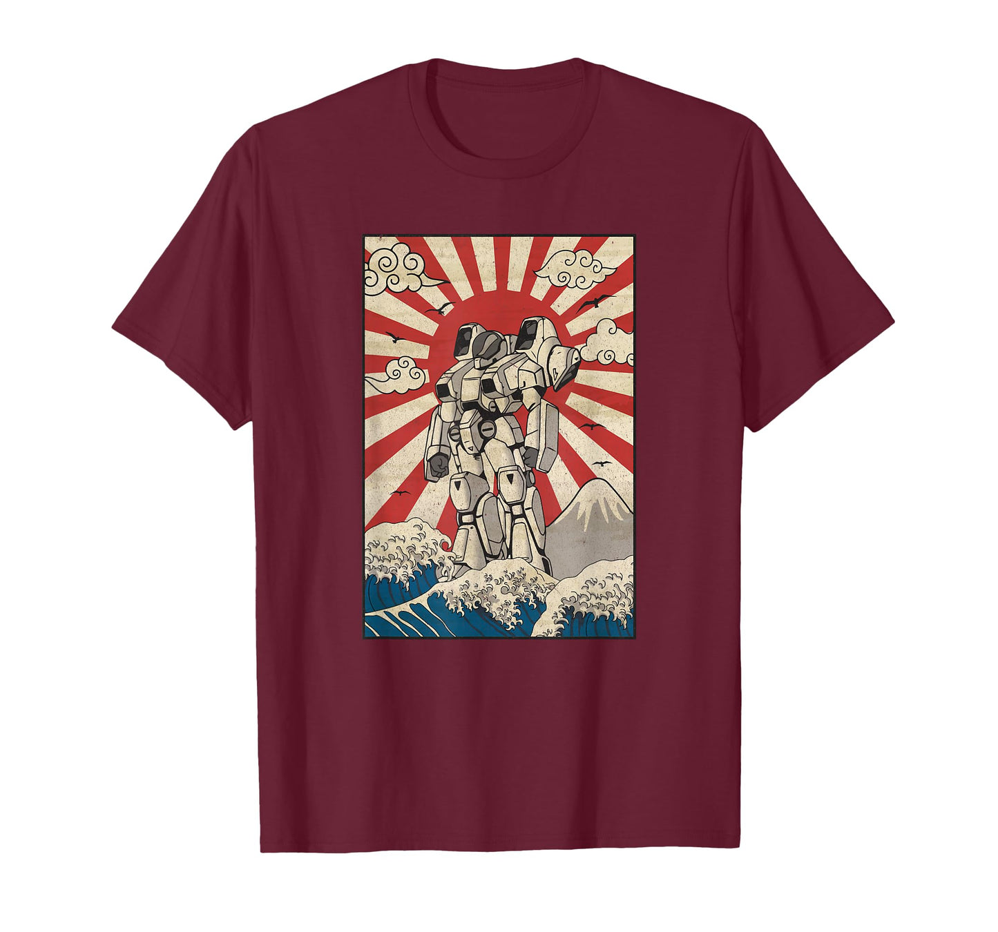 Japanese Mecha Anime Robot Kanagawa Great Wave Manga T-Shirt