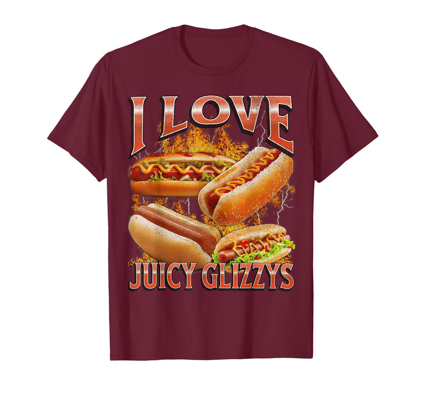 I Love Glizzys Funny Wiener Hot Dogs Meme Bootleg Graphic T-Shirt
