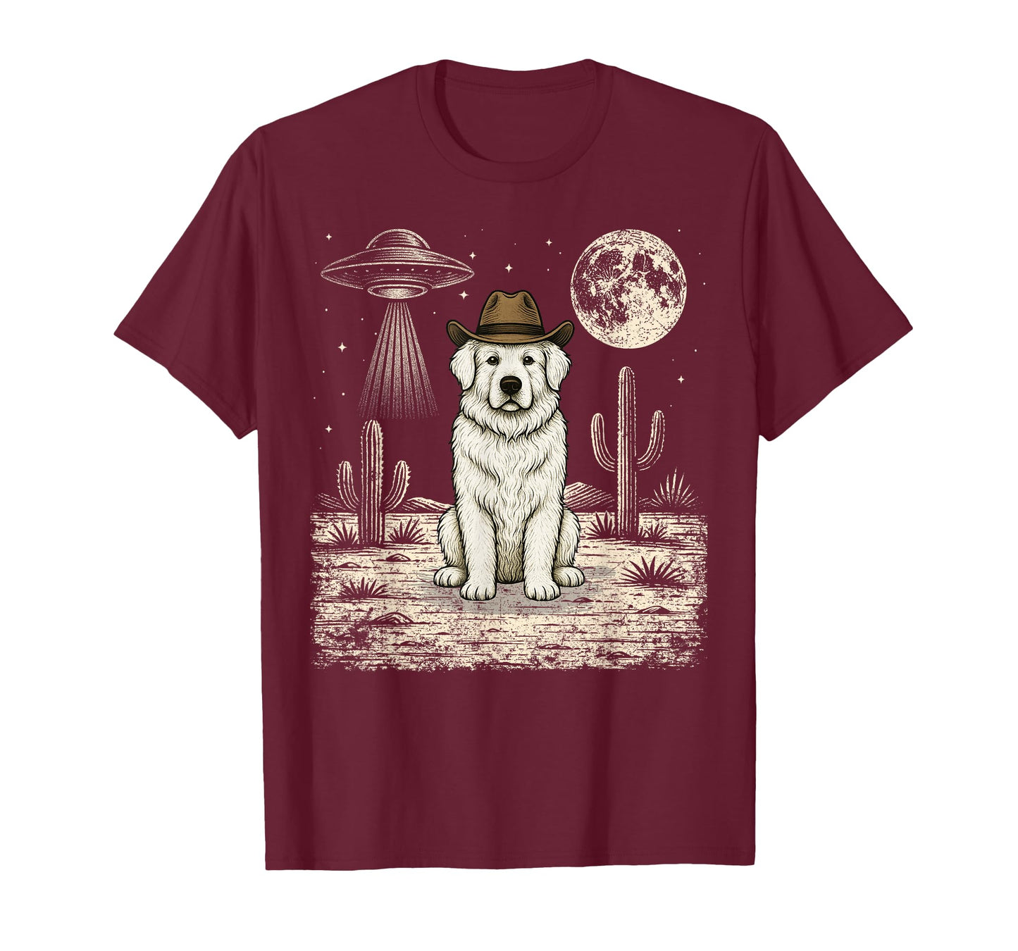 Funny Great Pyrenees Cowboy Western Dog UFO T-Shirt