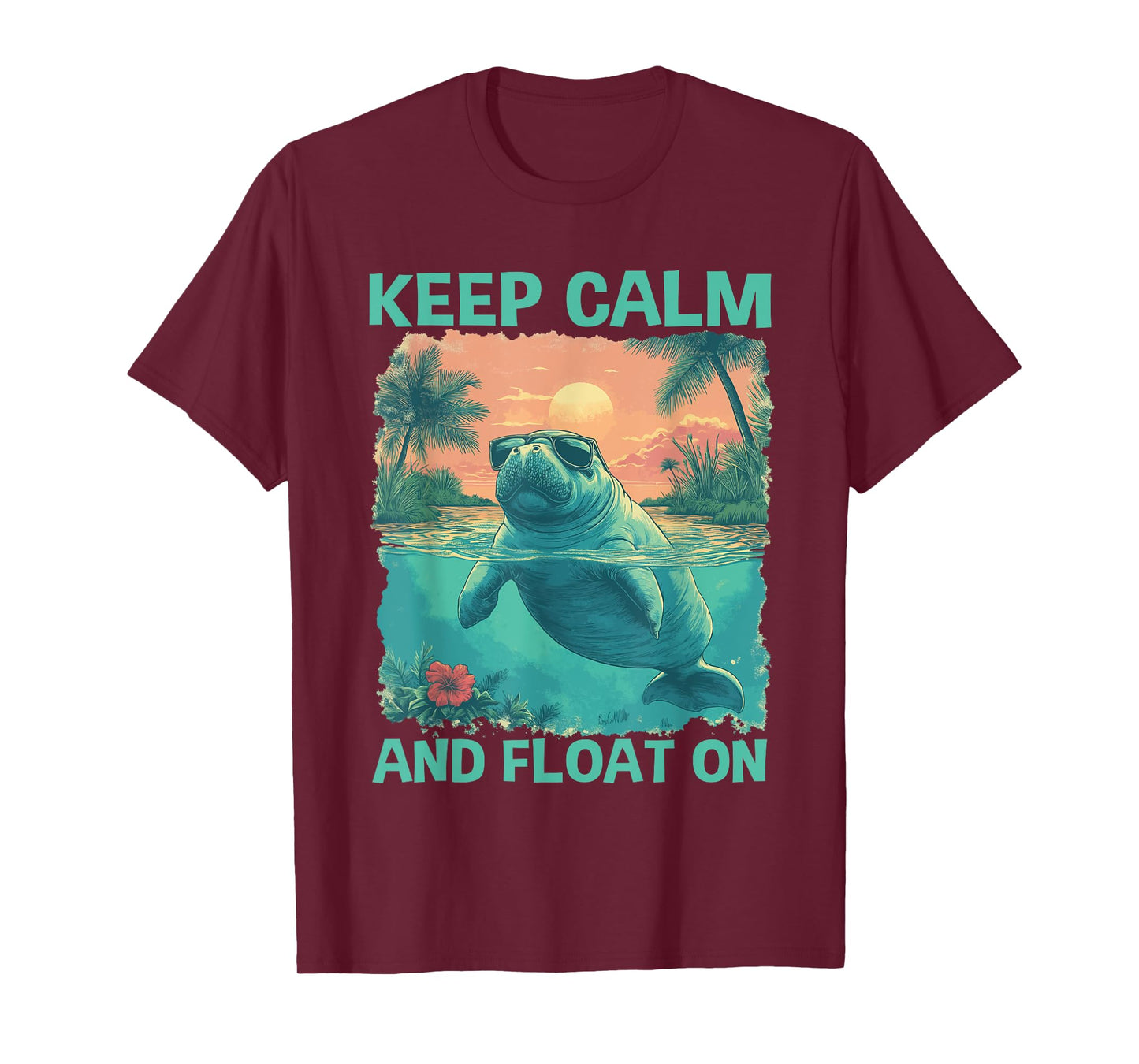 Ocean Animal Sea Keep Calm Cool Florida Manatee T-Shirt