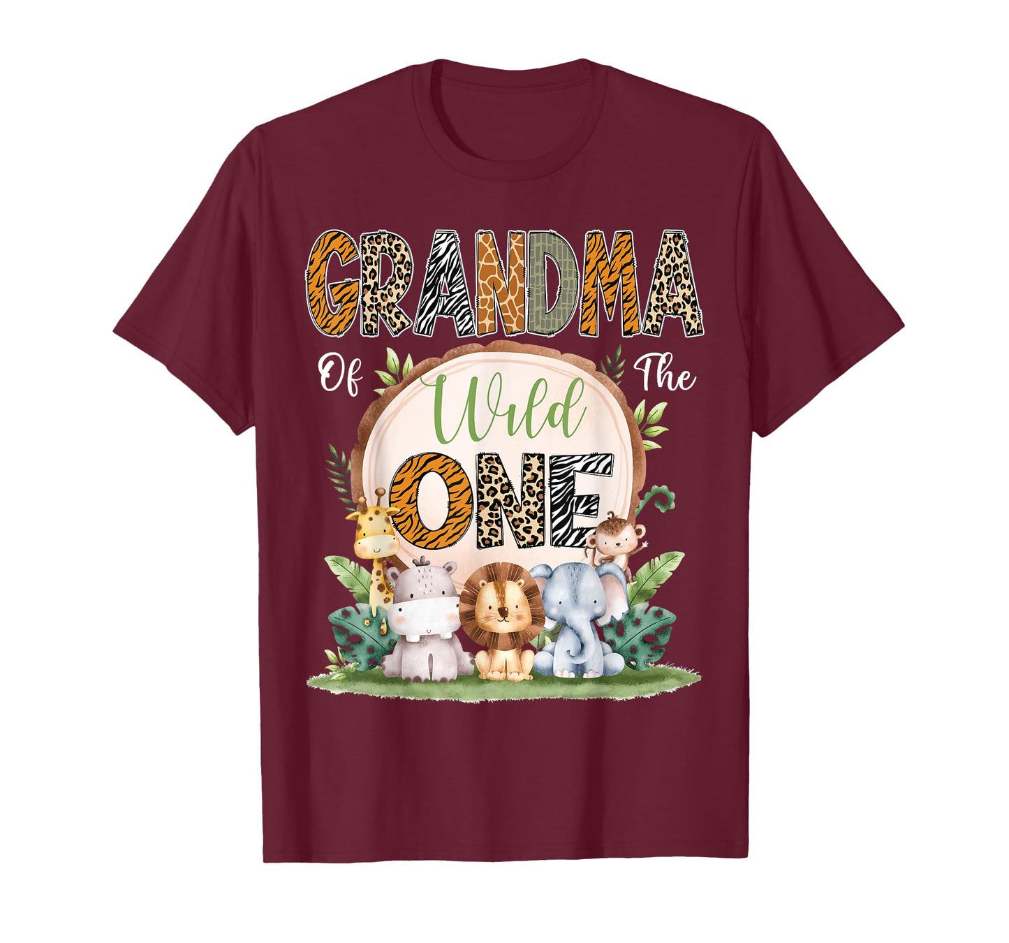 Grandma Of The Wild One First Birthday Safari Woodland T-Shirt