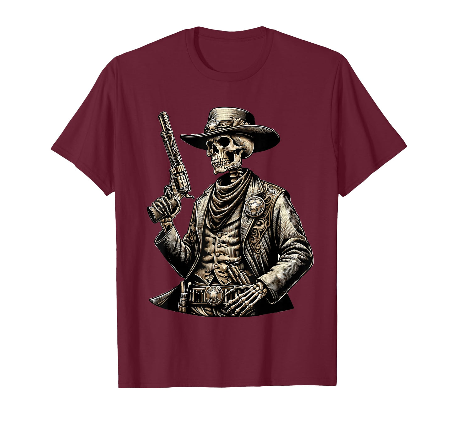 Skeleton Cowboy Gunslinger Outlaw Wild West T-Shirt