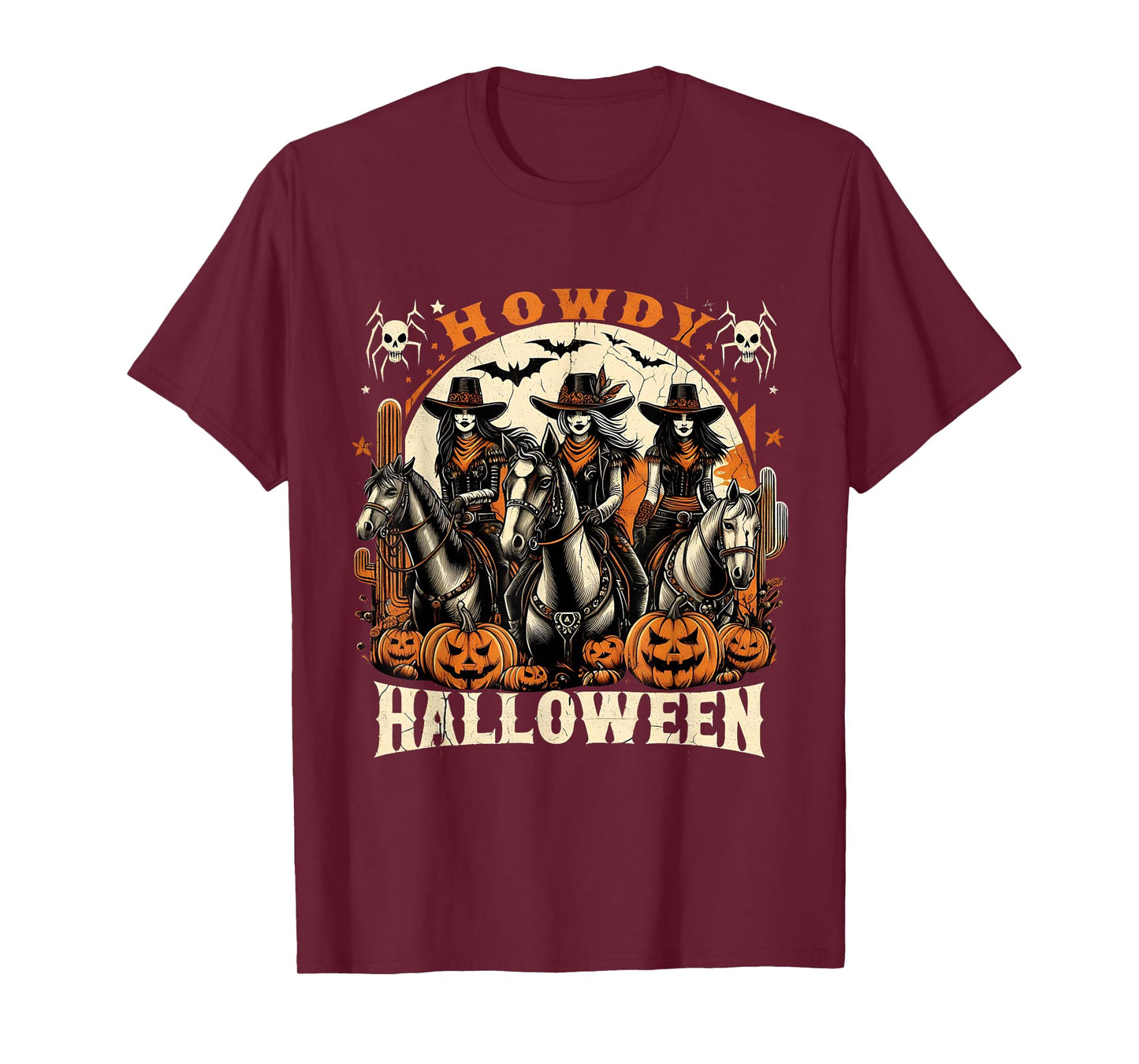 Howdy Halloween Western Cowgirls Spooky Pumpkins T-Shirt