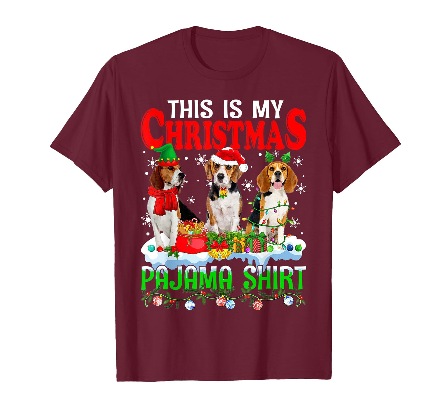 This Is My Christmas Pajama Funny Beagle Dog Lover T-Shirt