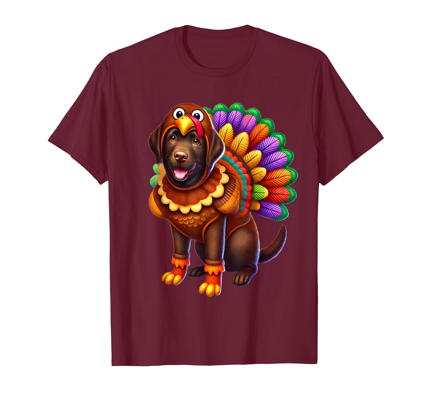Chocolate Lab Turkey Funny Thanksgiving Animal Dog Canine T-Shirt for Men Women Girls Kids
