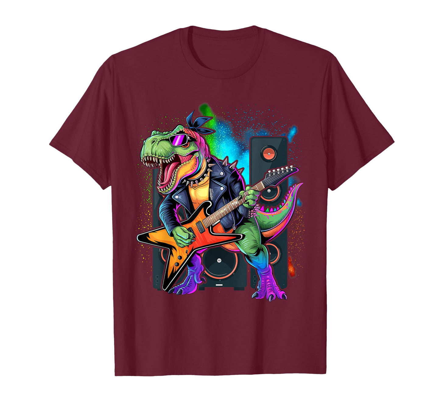 Funny Dinosaur, Rock'n Roll Goth Dino, Guitar Band T-Shirt