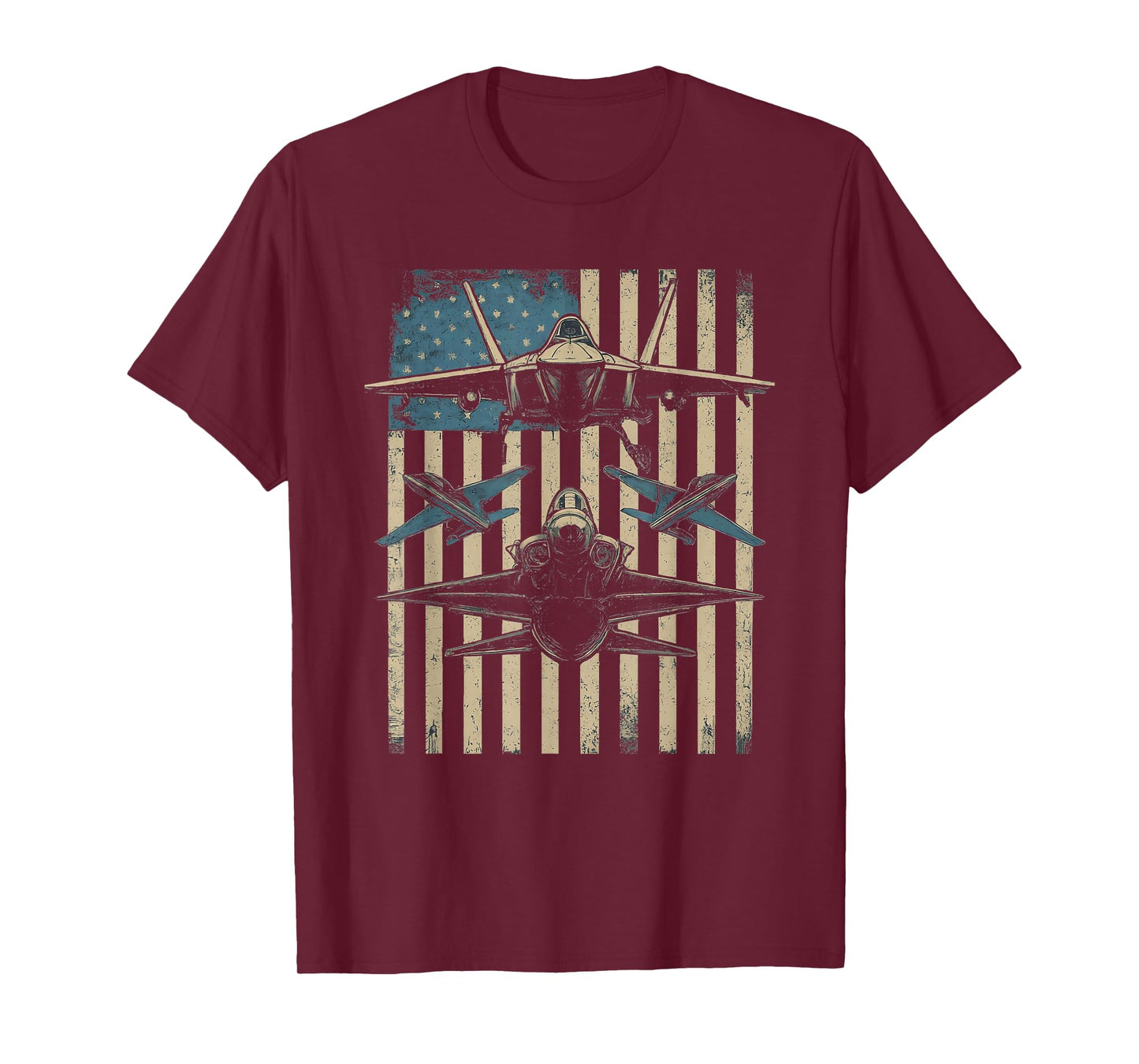 Flying Jets Grunge American Flag USA Patriotic 4th of July T-Shirt