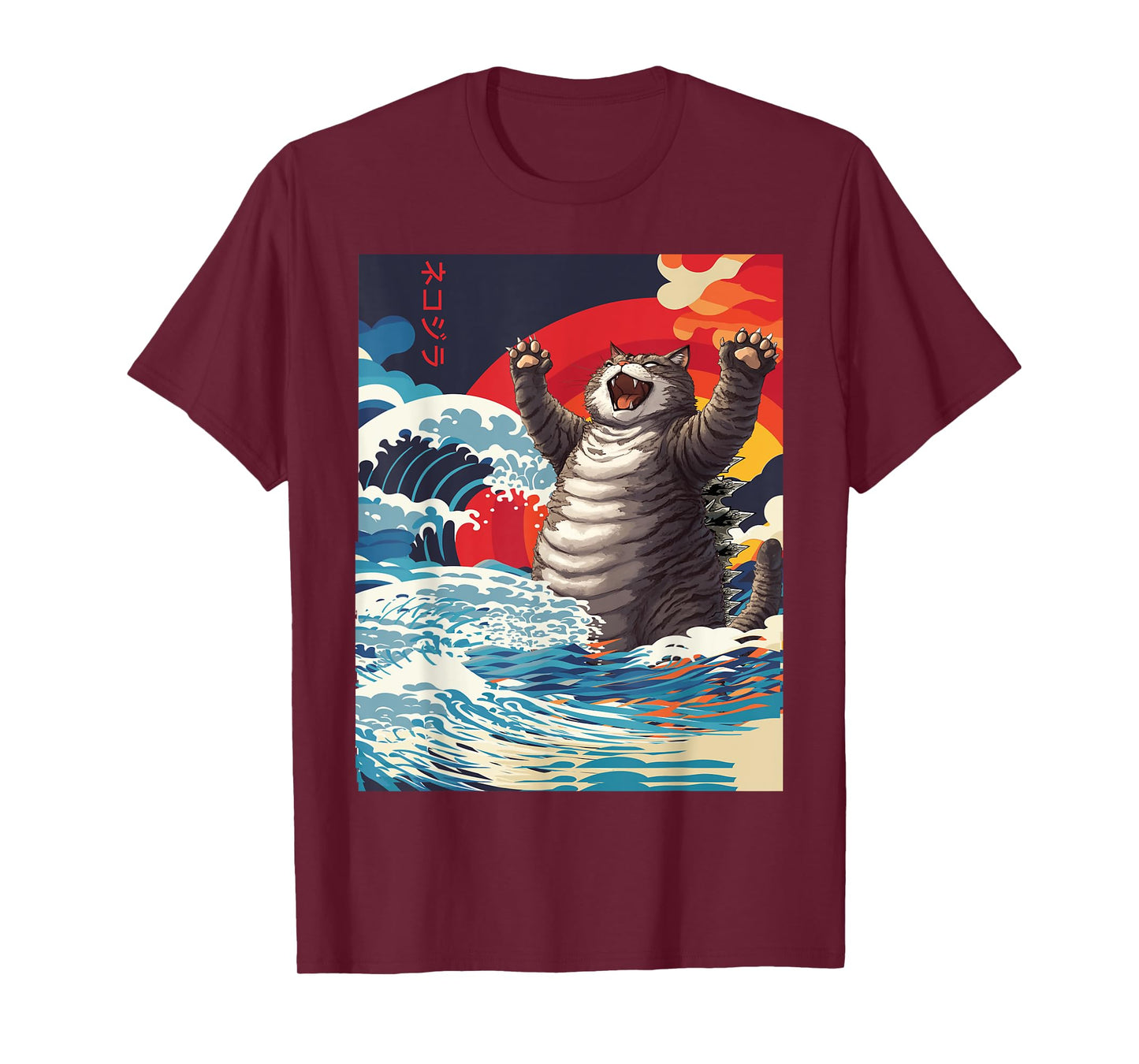 Catzilla Cat Japanese Art Funny Cat Gifts For Men Women Kid T-Shirt