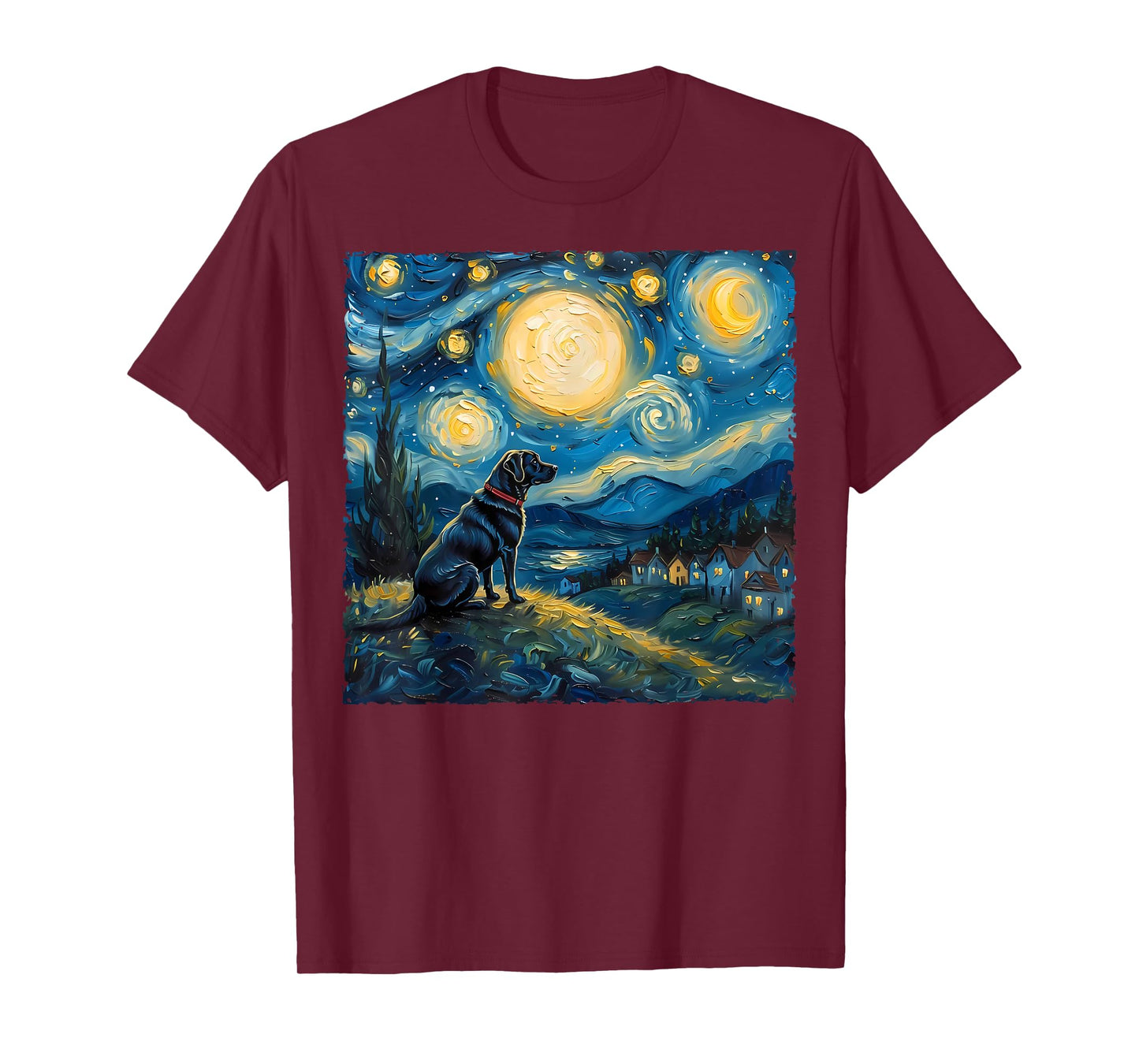 Labrador Retriever Dog Lovers Starry Night Van Gogh Style Men Women Kids T-Shirt