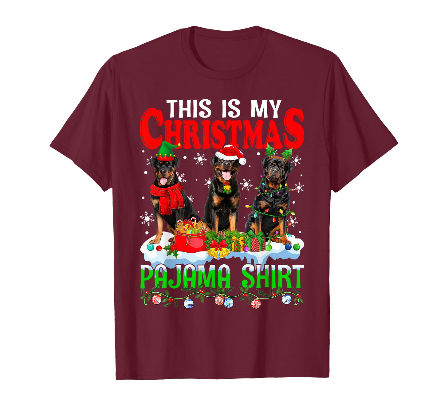 This Is My Christmas Pajama Funny Rottweiler Dog Lover T-Shirt