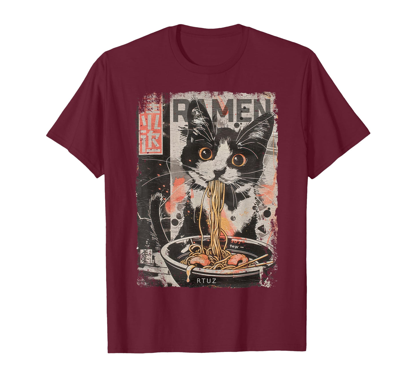 Ramen Noodles Cat Japan Y2K Kawaii Retro Cats Manga Anime T-Shirt