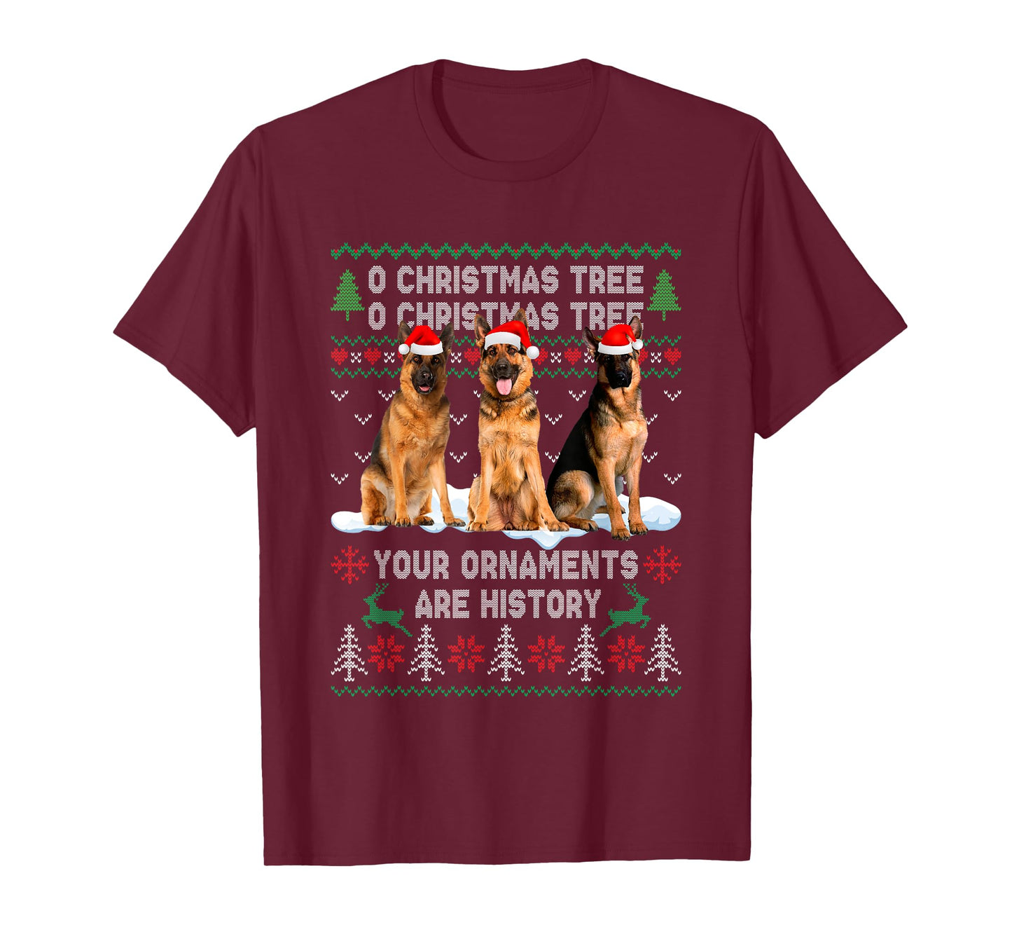 Cute German Shepherd Dog Oh Christmas Tree Ugly Xmas T-Shirt
