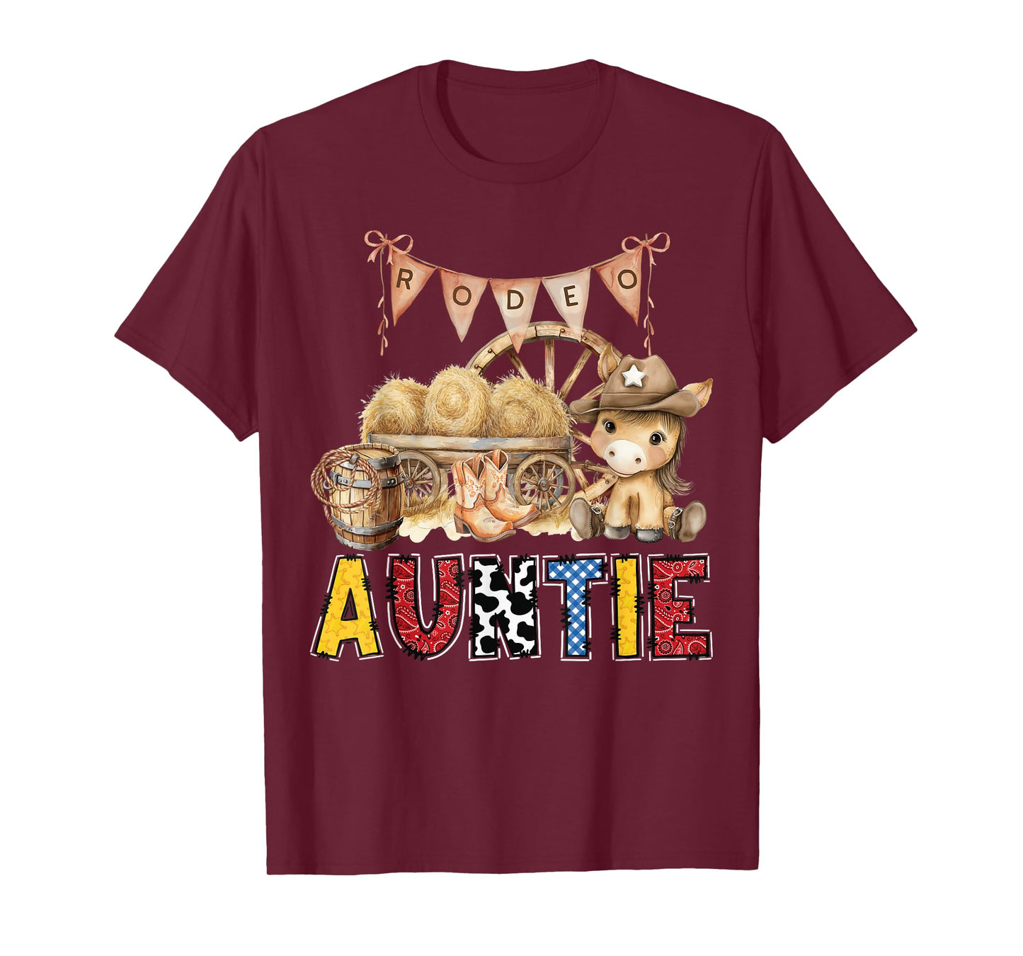 Rodeo Auntie Western Cowboy Birthday Family Matching T-Shirt