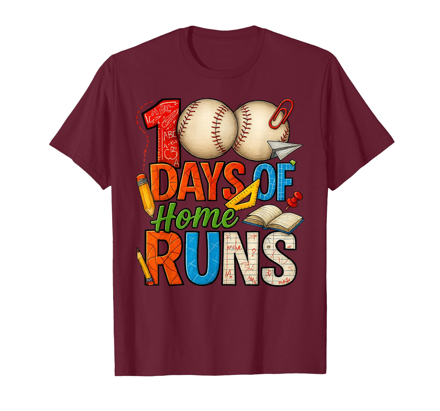 100 Days of Home Runs Baseball Shirt School Celebration T-Shirt