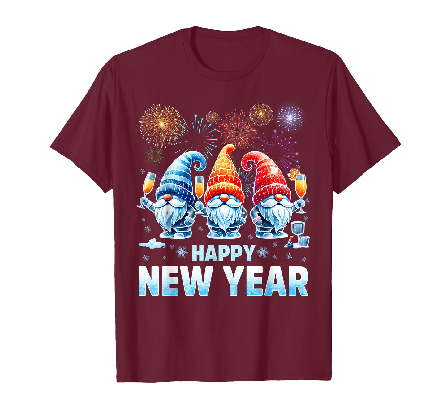 Happy New Year Gnome Drink Firework New Year Eve Women T-Shirt