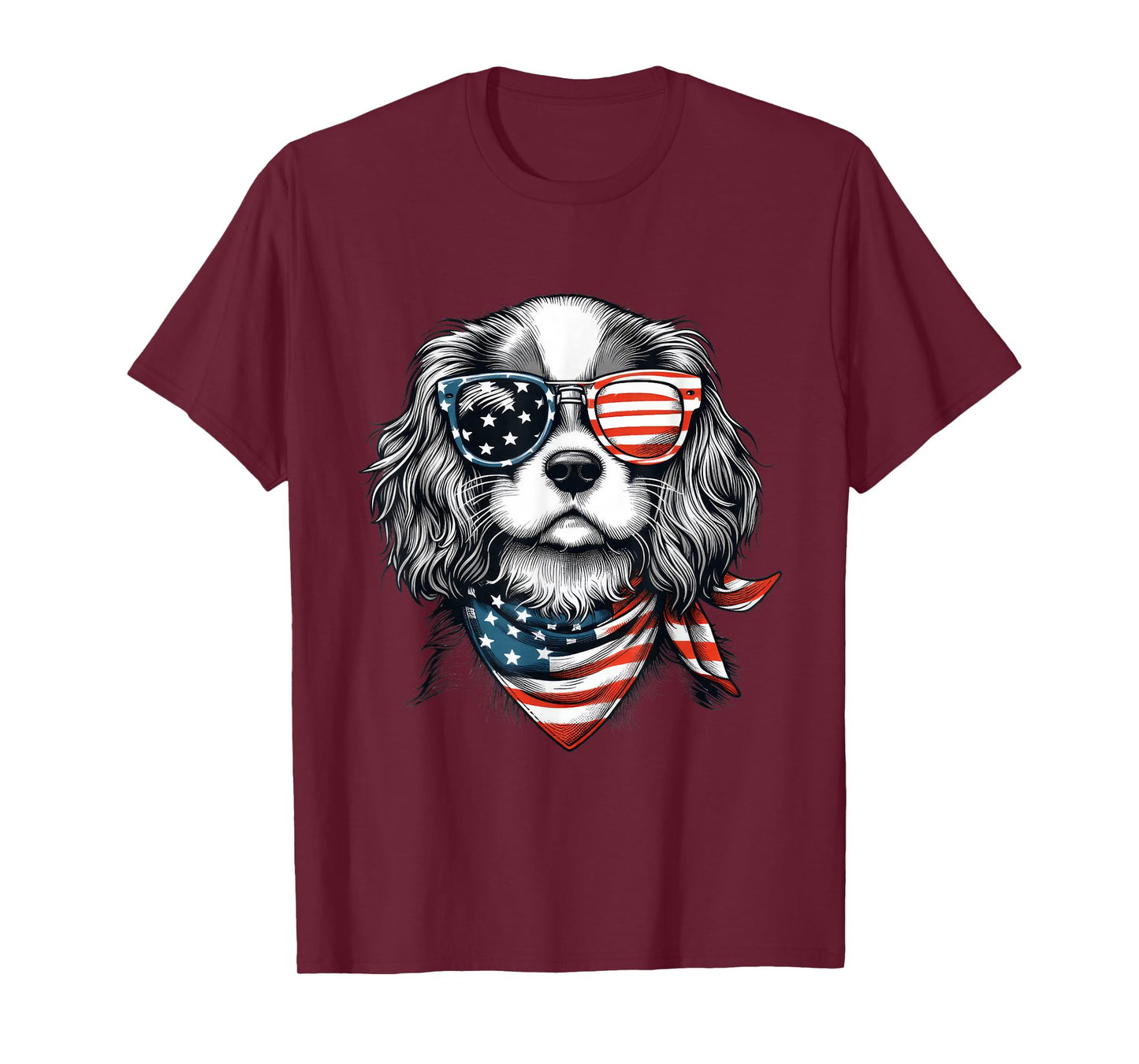 Kids 4th of July with Cavalier King Charles Spaniel Dog T-Shirt