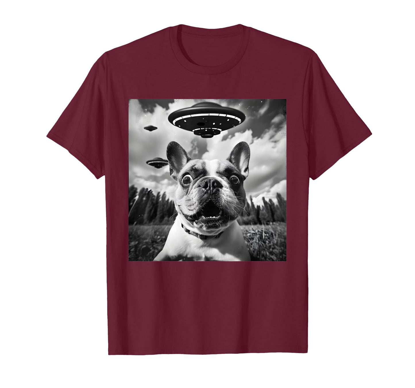 Funny French Bulldog Lover Alien UFO Selfie Meme T-Shirt for Men Women Kids