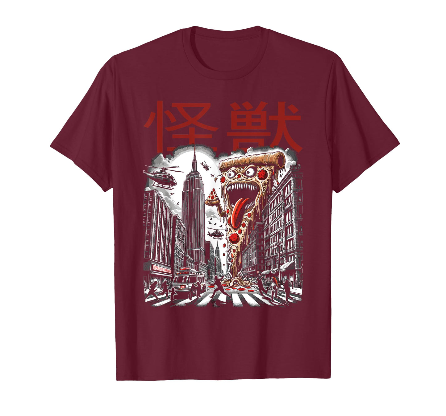 Funny Kaiju Japanese Monster Pizza Slice Attack Pizza Lover T-Shirt