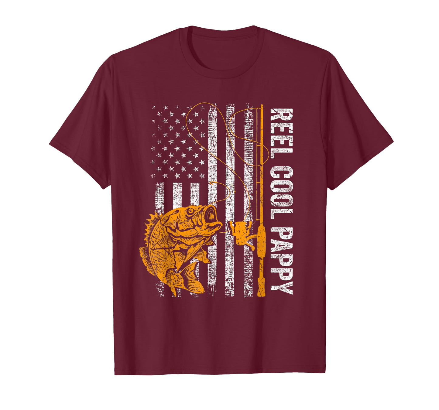Reel Cool Pappy American Flag Fishing Fathers Day Men T-Shirt