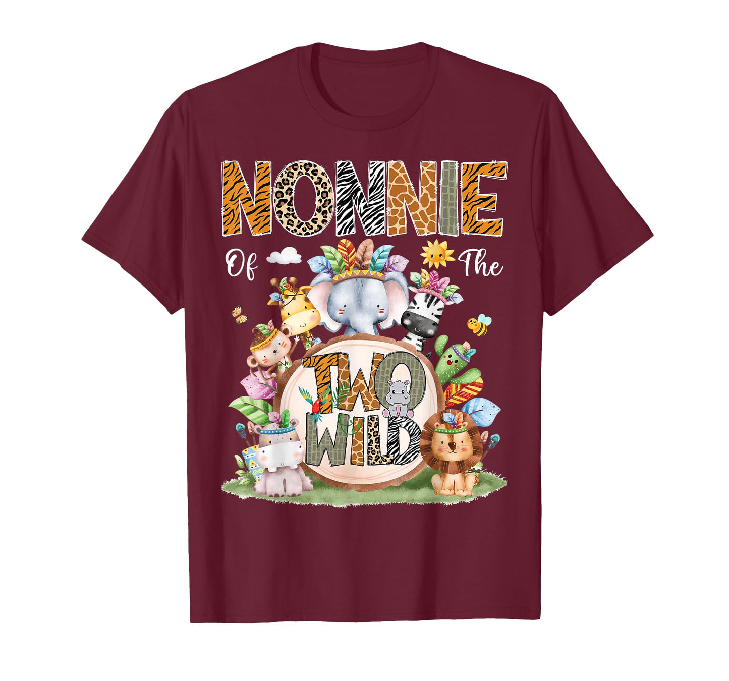 Nonnie Of The Two Wild 2Nd Birthday Animal Safari Tribal T-Shirt