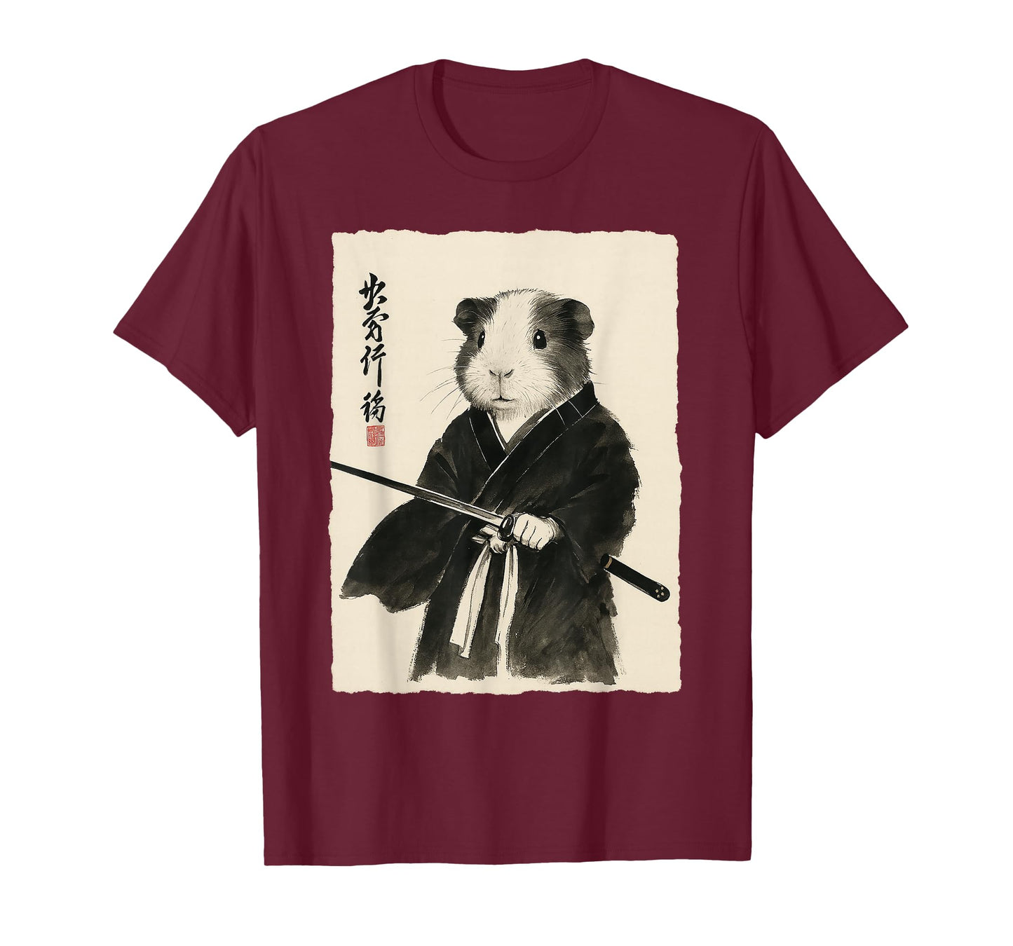 Guinea Pig Samurai Japanese Warrior Anime Art T-Shirt