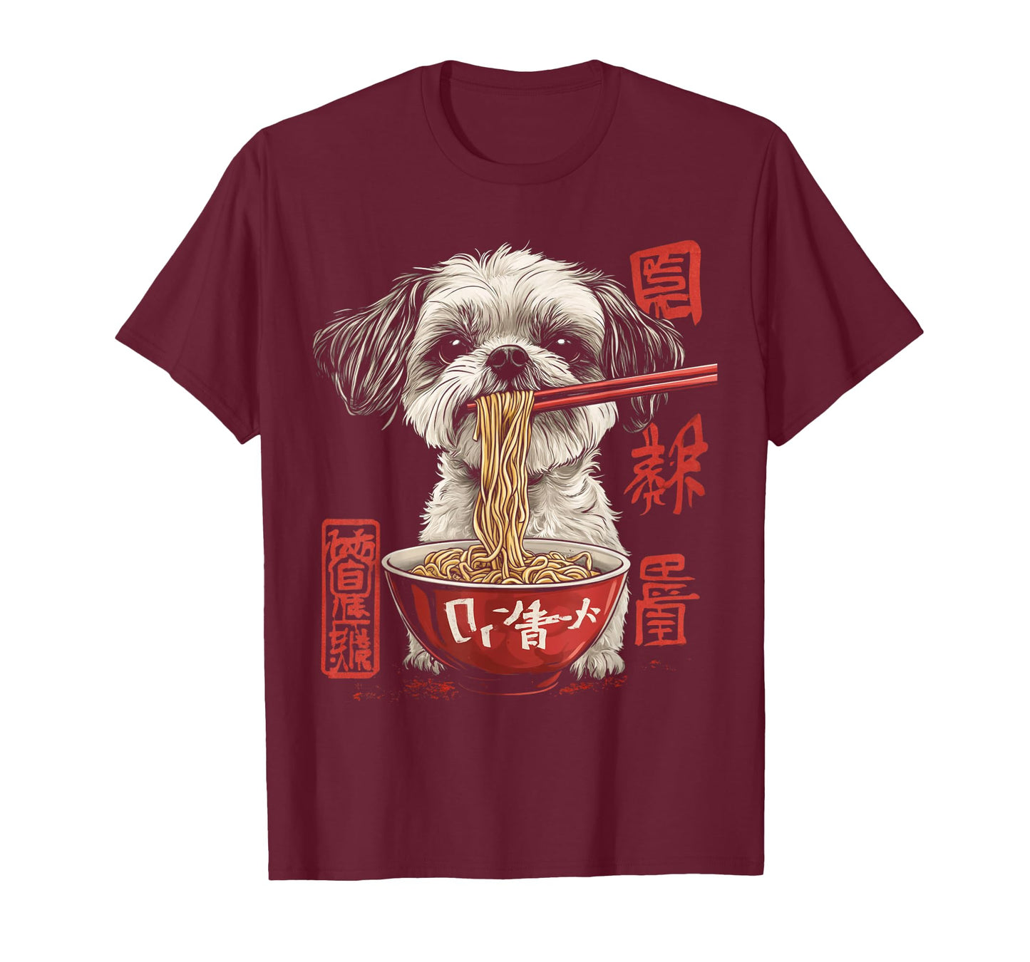 Shih Tzu Dog Eating Ramen Noodle T-Shirt