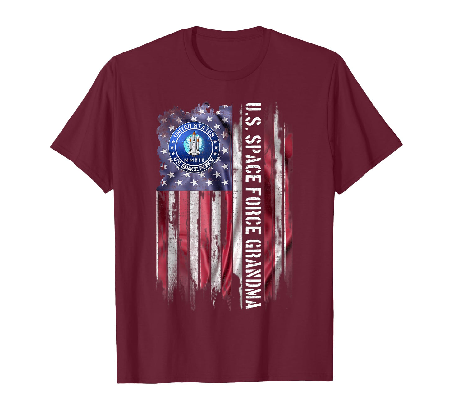 Vintage USA American Flag Proud US Space Force Grandma Funny T-Shirt for Women Men