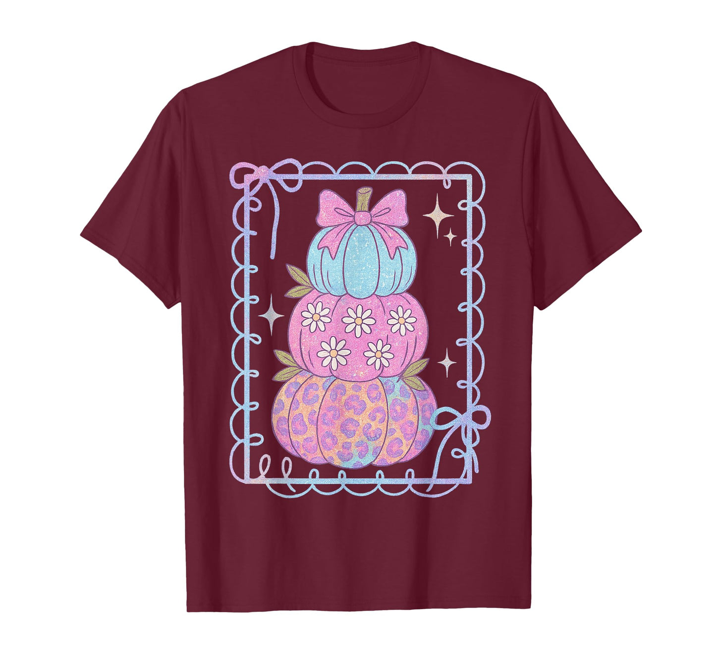 Preppy Pumpkin Thanksgiving Vintage Boho Floral Fall Vibes T-Shirt