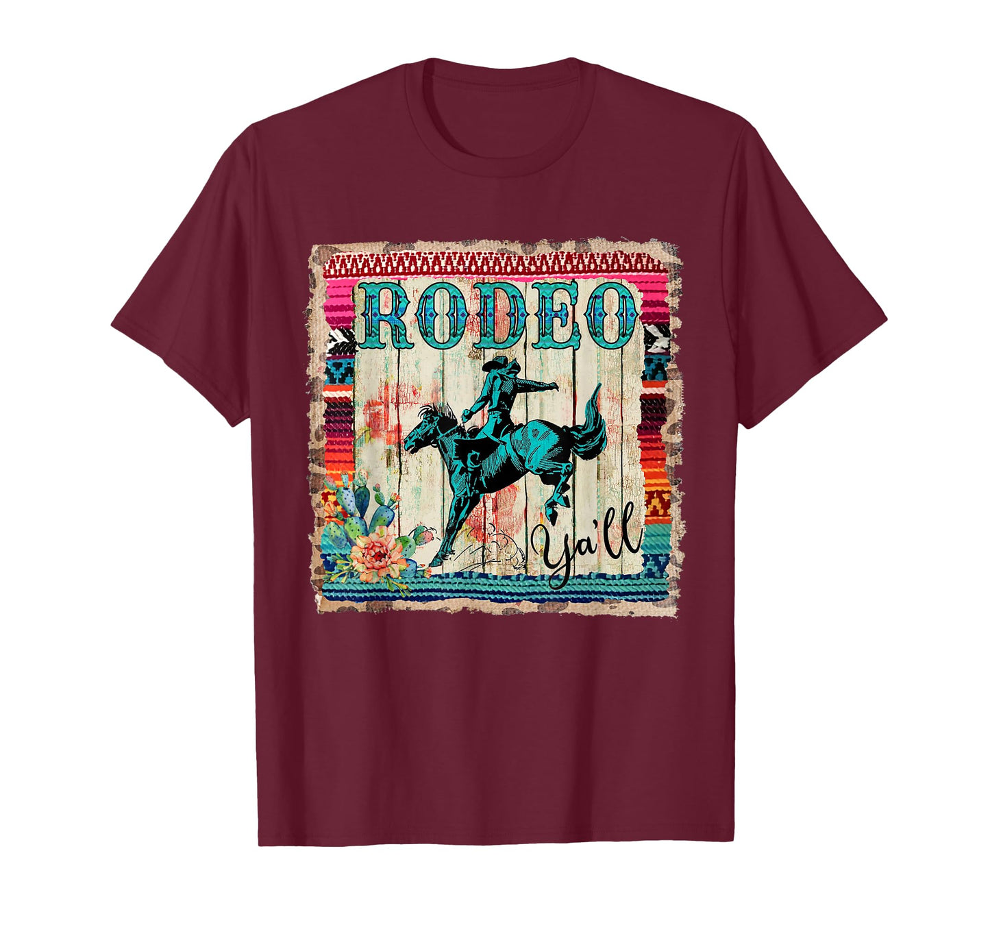 Vintage Serape Horse Riding Cowgirl Western Rodeo Y'all T-Shirt