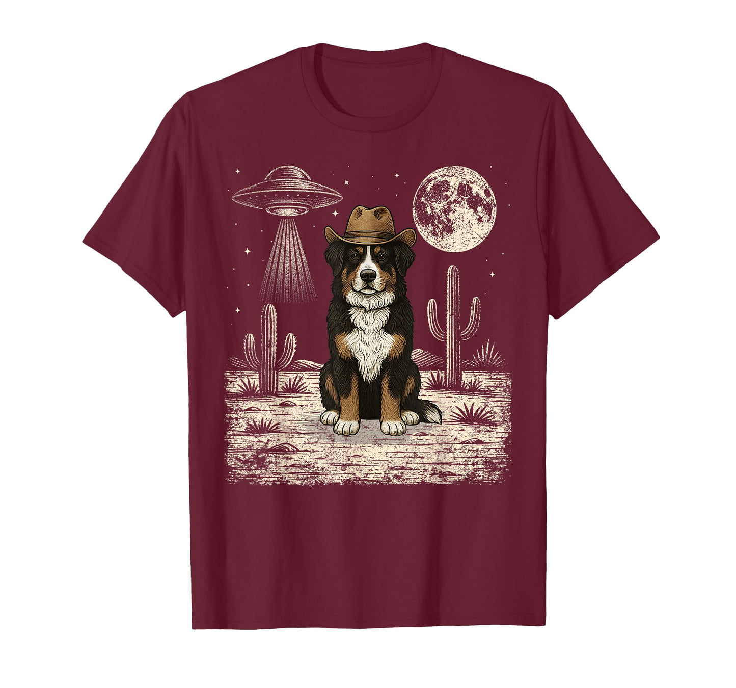 Funny Bernese Mountain Dog Cowboy Western UFO T-Shirt