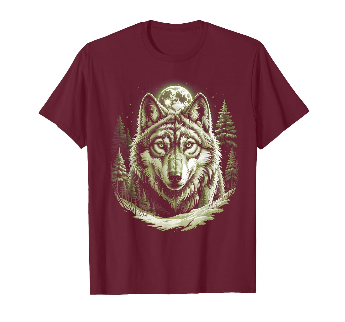 Wolf Portrait Moon Wildlife Forest T-Shirt