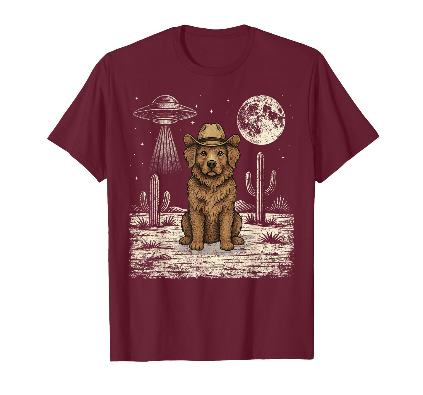 Funny Nova Scotia Duck Tolling Retriever Cowboy Western UFO T-Shirt