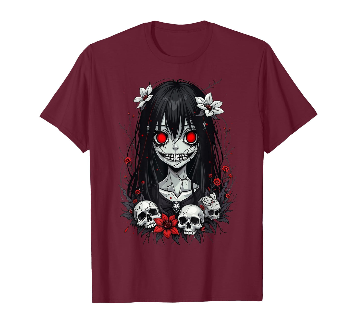 Dark Gothic Anime Girl Creepy Kawaii Goth Girl Horror Anime Aesthetic T-Shirt