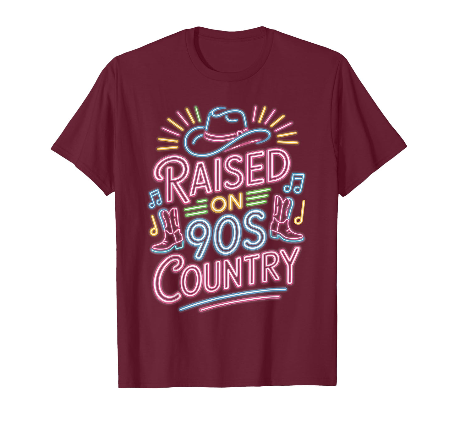 Western Cowboy Hat Boots, Raised on 90s Country Music Lovers T-Shirt