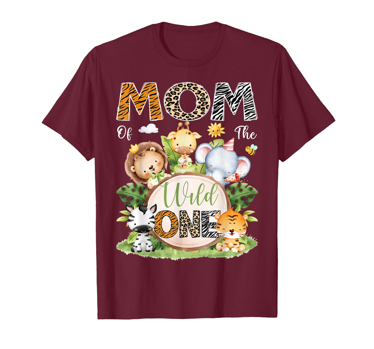 Mom Of The Wild One 1St Birthday Kids Safari Jungle T-Shirt
