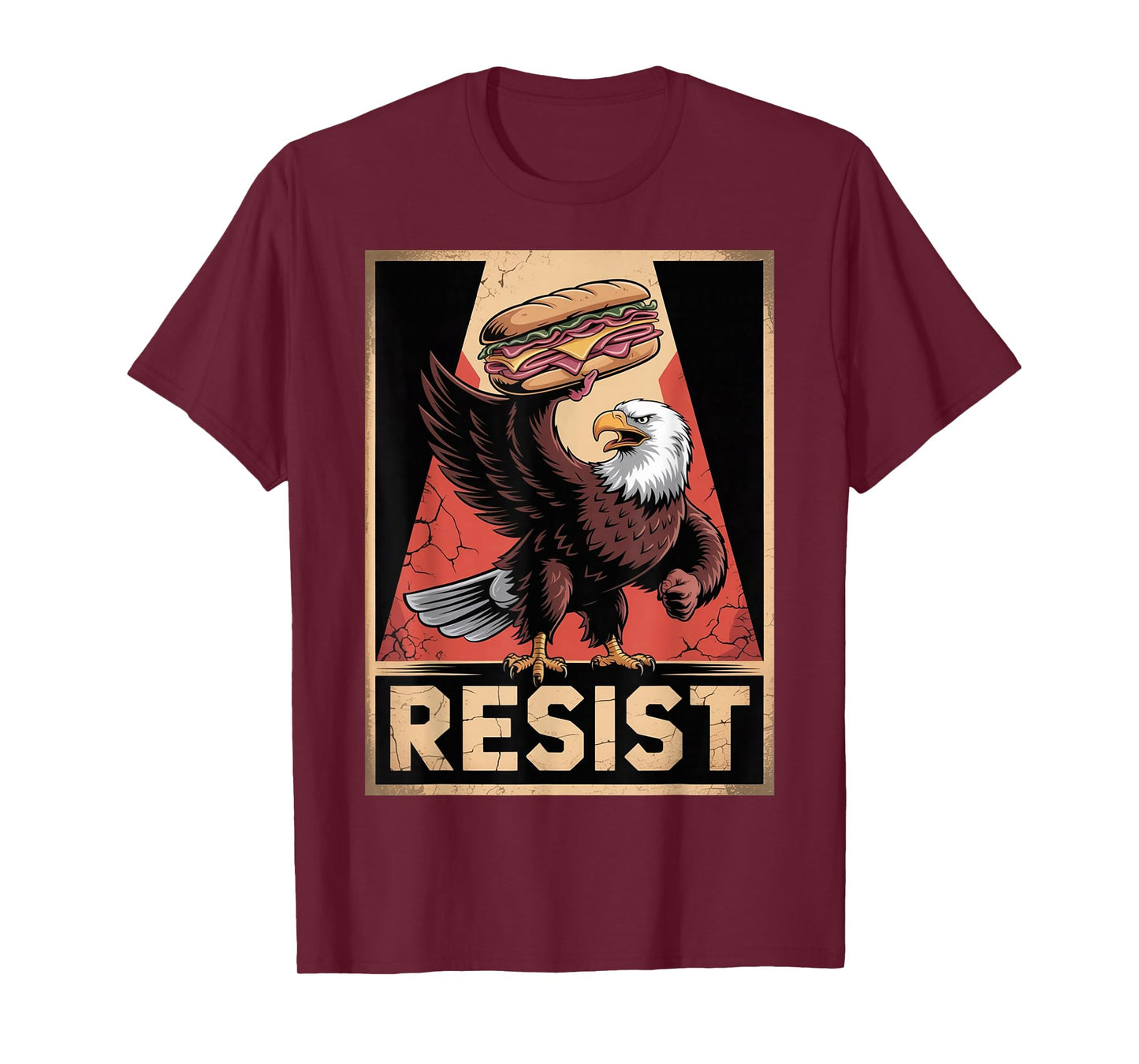 Eagle with Sandwich Resist Graphic for Food Lovers T-Shirt