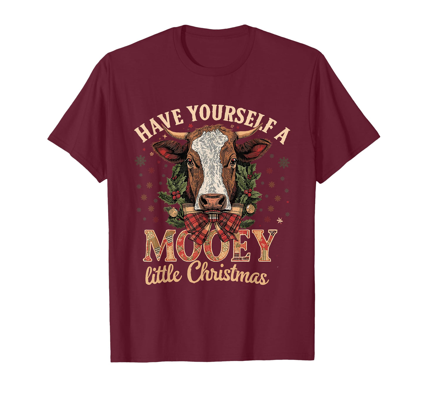 Mooey Little Christmas Cow Holiday Farm Design T-Shirt