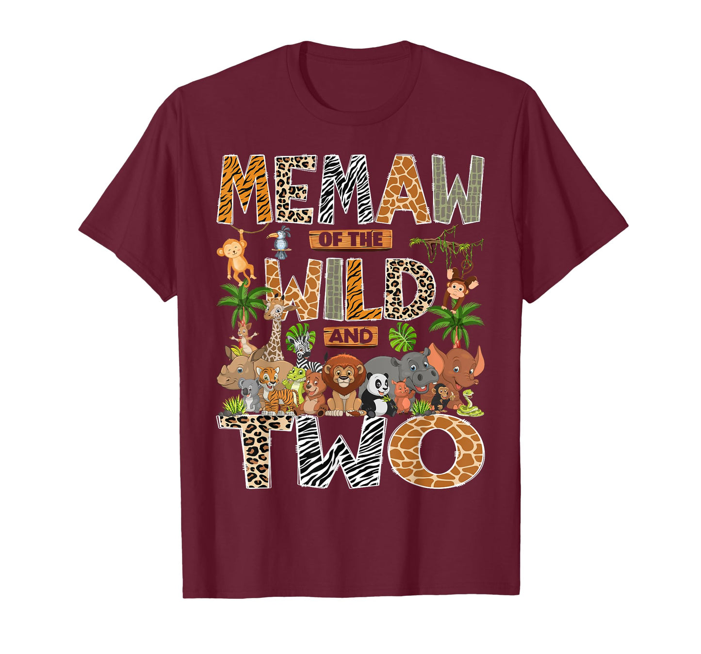 Memaw Of The Wild & Two 2Nd Birthday Boy Safari Jungle T-Shirt