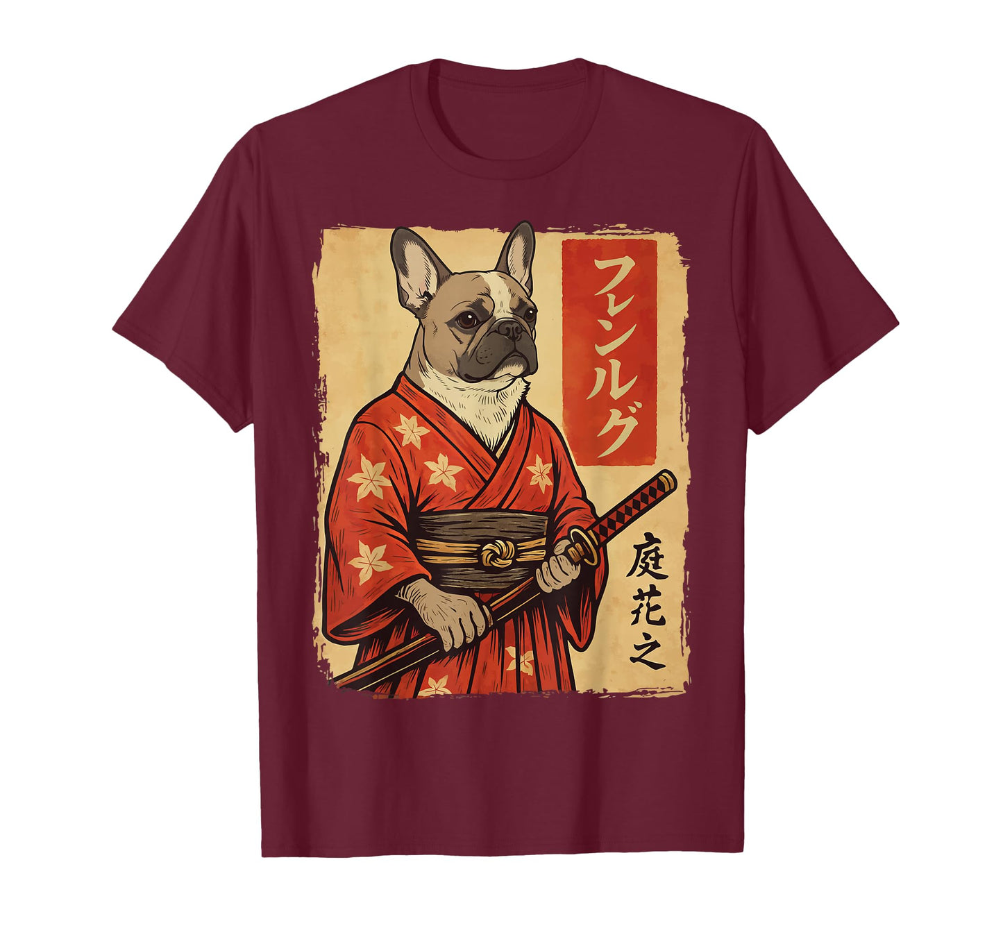 French Bulldog Samurai Japanese Dog Katana T-Shirt